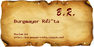 Burgmayer Réta névjegykártya